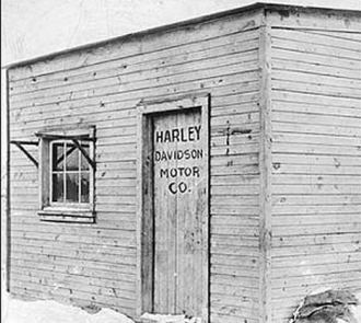 Harley-Davidson startup in shed